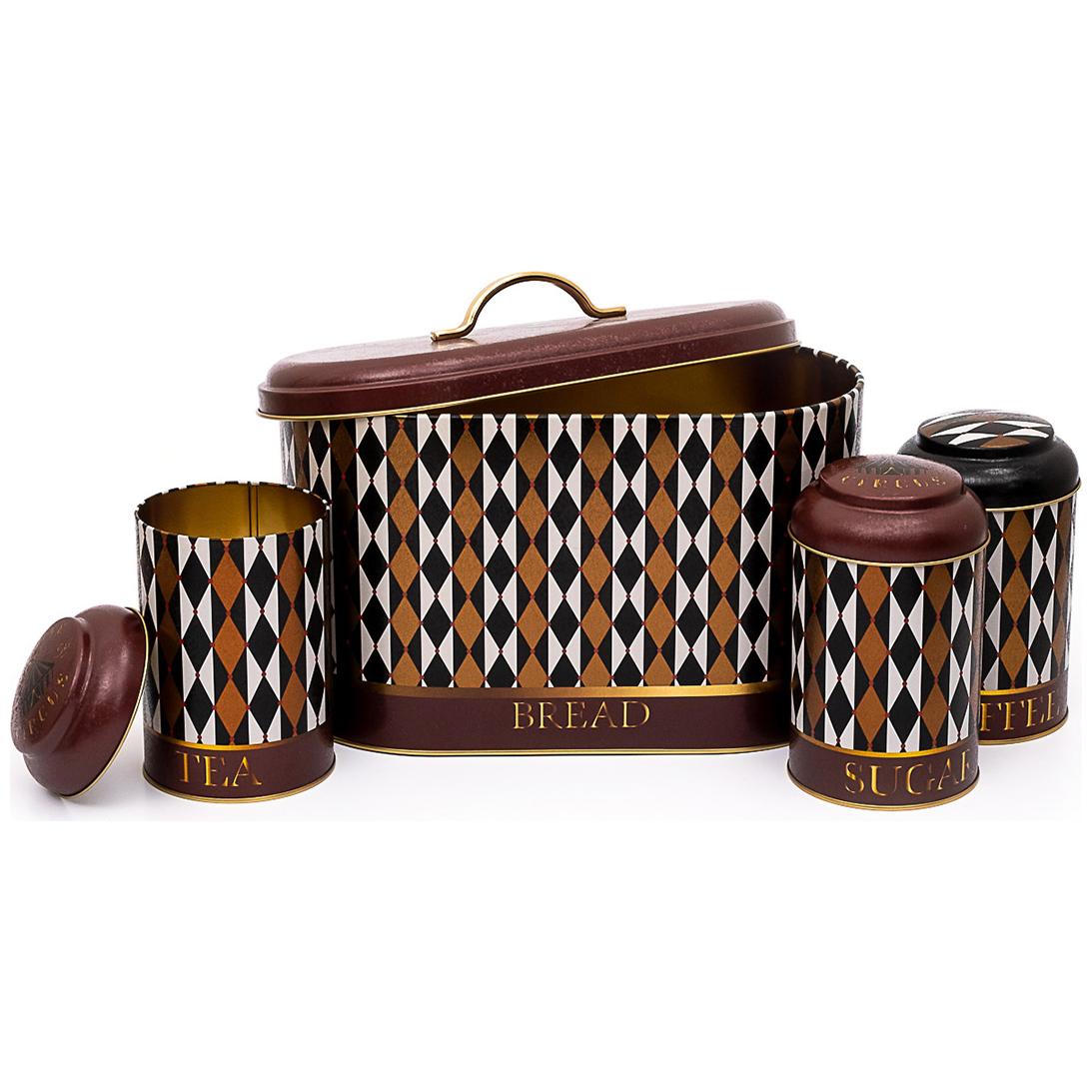 4 Parça Yuvarlak Teneke Kutu Mutfak Seti, Kubbeli Kapaklı, Vintage Sirk Zarafeti, Sirk Tasarımı — Kutu Setleri — görsel 2 …