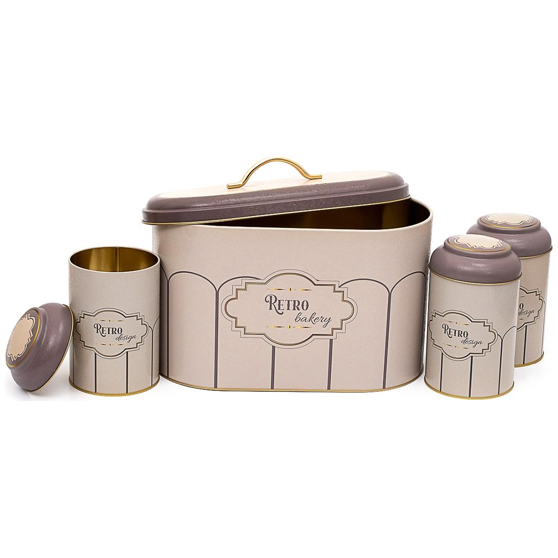 4 Pcs Round Tin Box Kitchen Set Dome Lid Retro Retro Design — Box Sets — view 2 of 2 — Tinbox