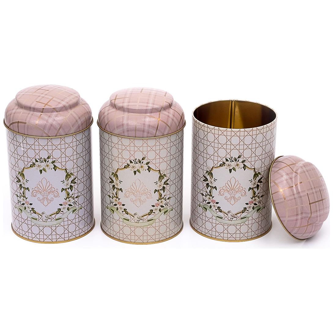 Ø105 x 150 mm Yuvarlak Metal Teneke Kutu – 1,2 L, Kubbeli Kapaklı, Rosy Rosy Tasarım — Kutu Setleri — görsel 2 / 3 — Tinbox