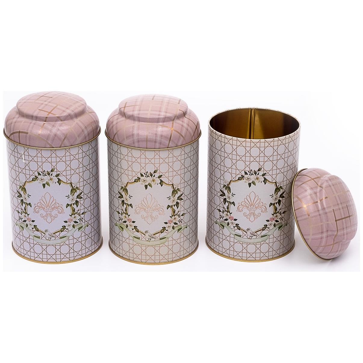 Ø105 x 150 mm Yuvarlak Metal Teneke Kutu – 1,2 L, Kubbeli Kapaklı, Rosy Rosy Tasarım — Kutu Setleri — görsel 3 / 3 — Tinbox
