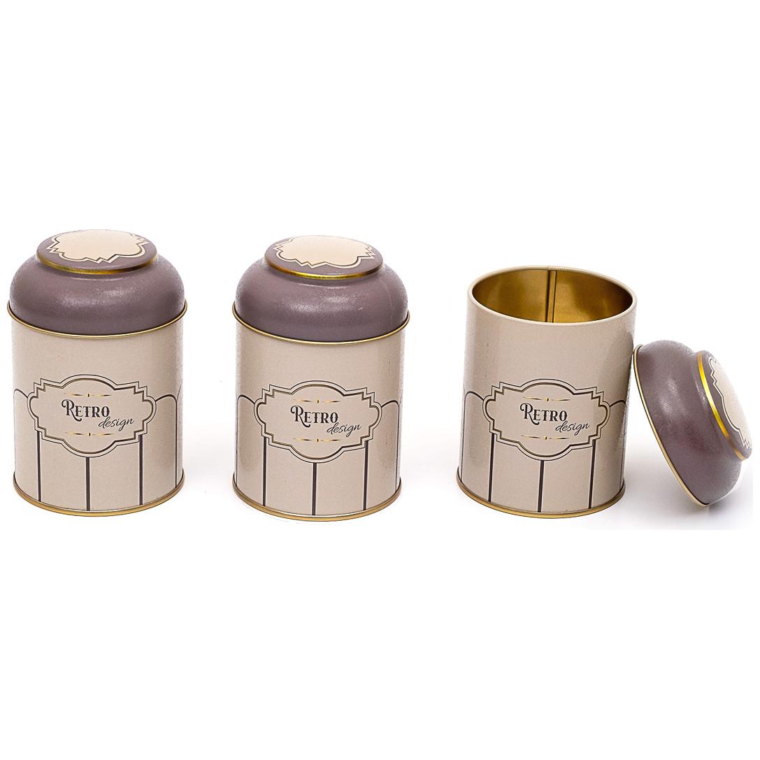 Ø90x100 mm Metal Saklama Kabı Seti (3'lü) Kubbeli Kapaklı Retro Tasarım — Kutu Setleri — görsel 2 / 2 — Tinbox