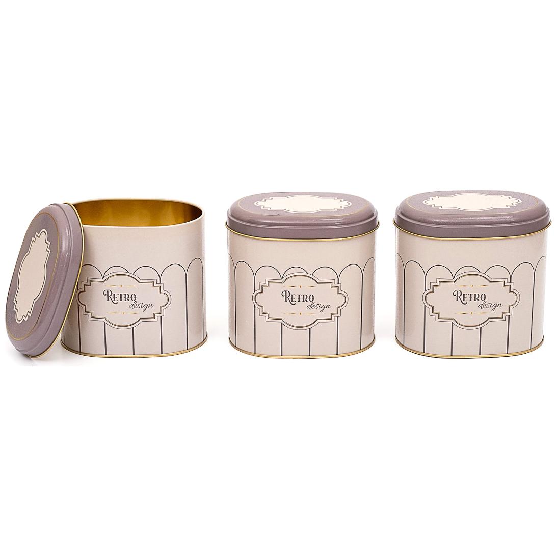 Oval Metal Saklama Kutusu Seti 140 x 120 x 130 mm 1.4L (3'lü Set) Retro Tasarım — Kutu Setleri — görsel 2 / 2 — Tinbox