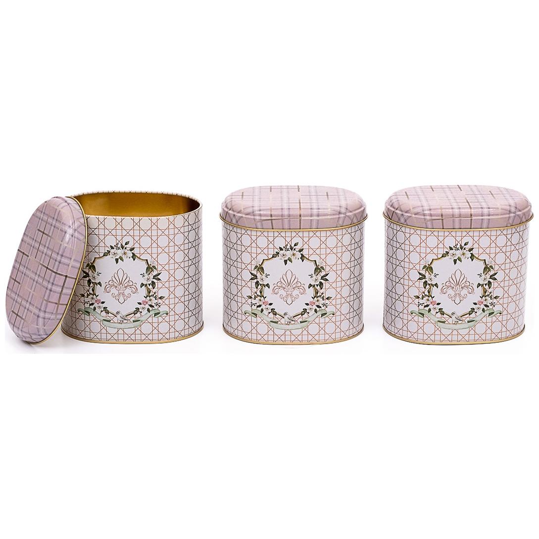 Oval Metal Saklama Kutusu Seti 140 x 120 x 130 mm 1.4L (3'lü Set) Rosy Rosy Design — Kutu Setleri — görsel 2 / 2 — Tinbox
