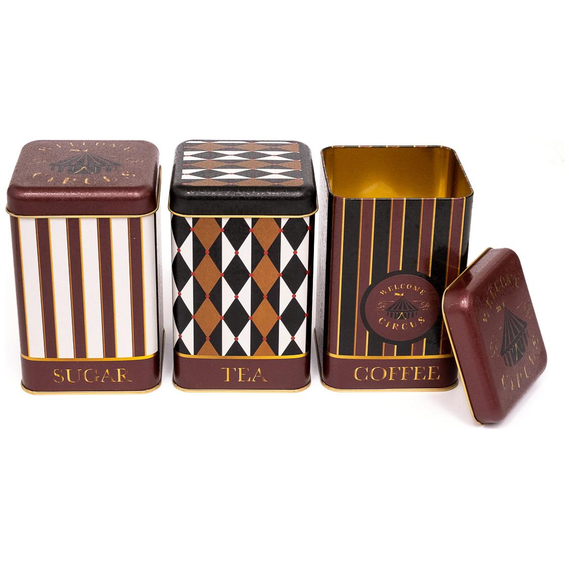 105x105x160 mm Kare Teneke Kutu Seti (3'lü Set) Vintage Sirk Zarafeti Sirk Tasarımı — Kutu Setleri — görsel 2 / 2 — Tinbox