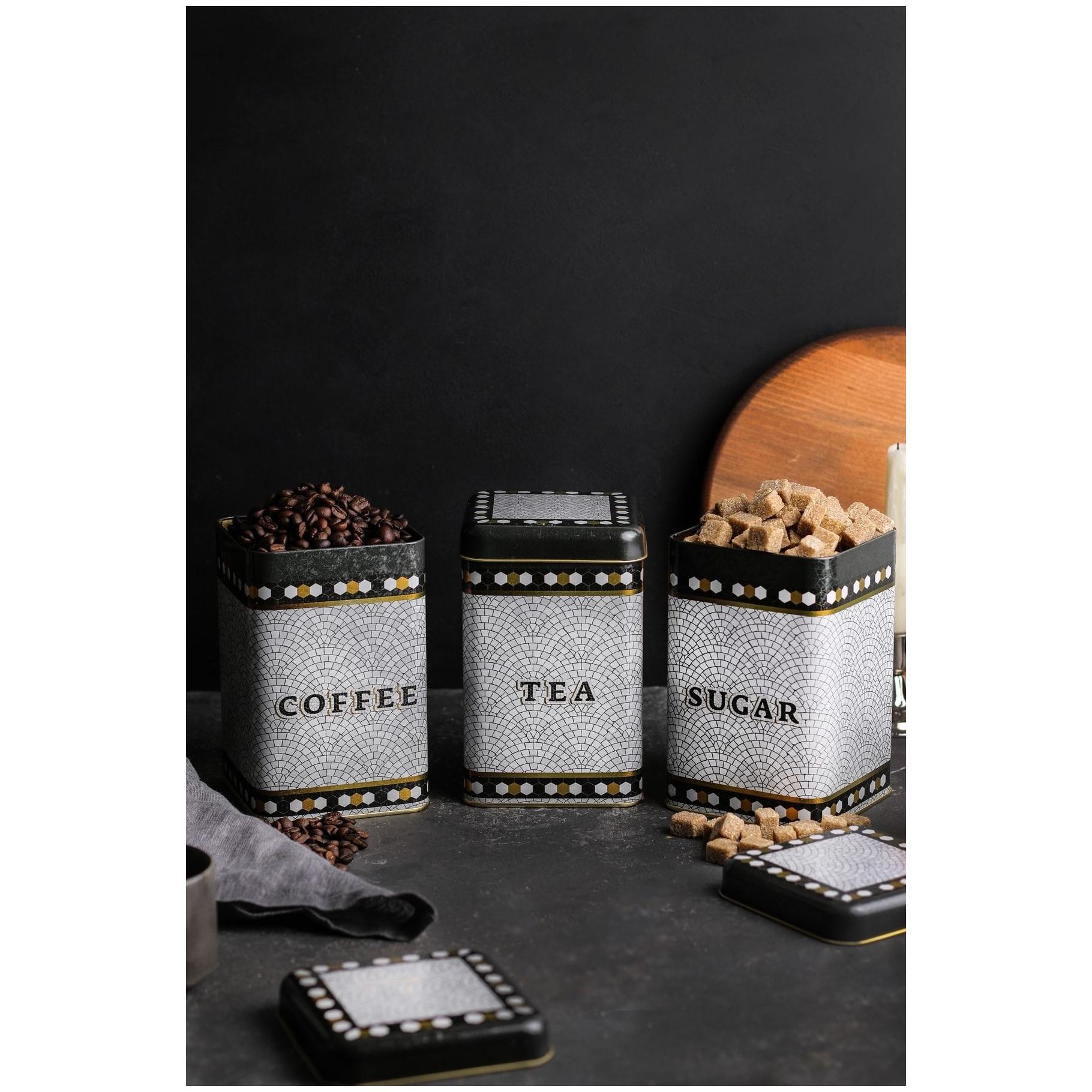 105x105x160 mm Square Tin Box Set ( Set of 3 ) Geometric Mosaic Pattern Mosaic Design — Box Sets — view 2 of 2 — Tinbox