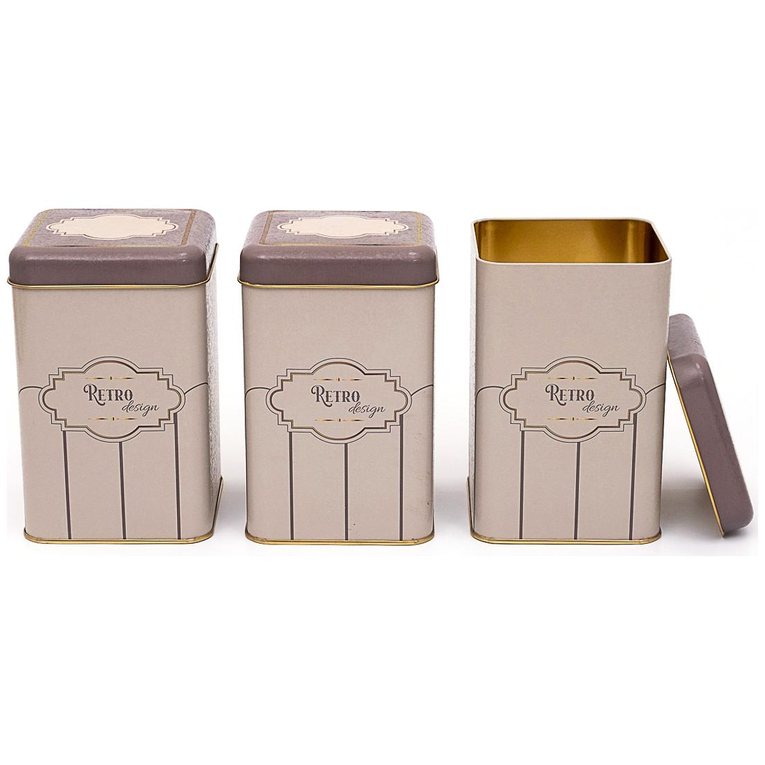 105x105x160 mm Kare Teneke Kutu Seti (3'lü Set) Retro Tasarım — Kutu Setleri — görsel 2 / 2 — Tinbox