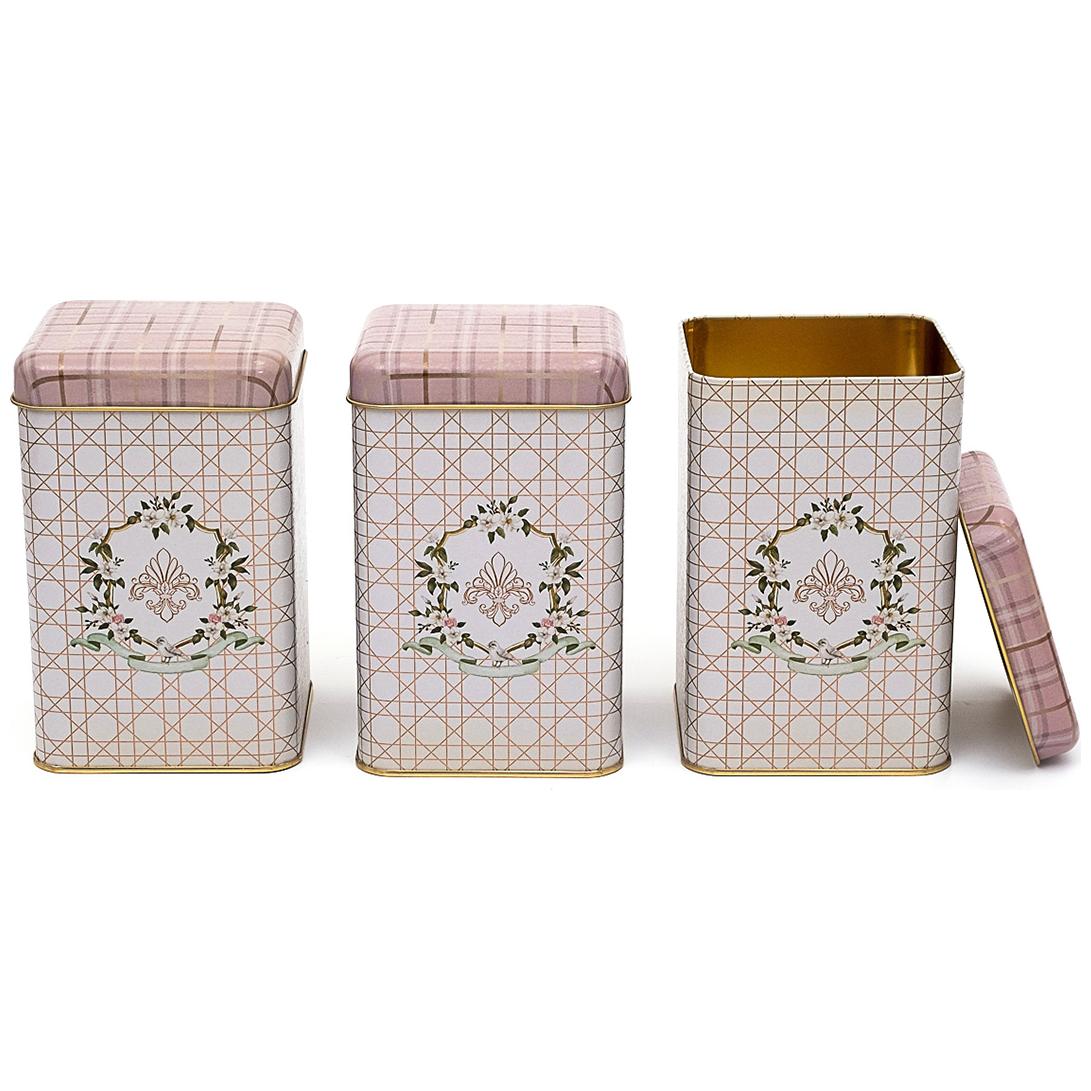 105x105x160 mm Kare Teneke Kutu Seti (3'lü Set) Rosy Rosy Tasarım — Kutu Setleri — görsel 2 / 2 — Tinbox