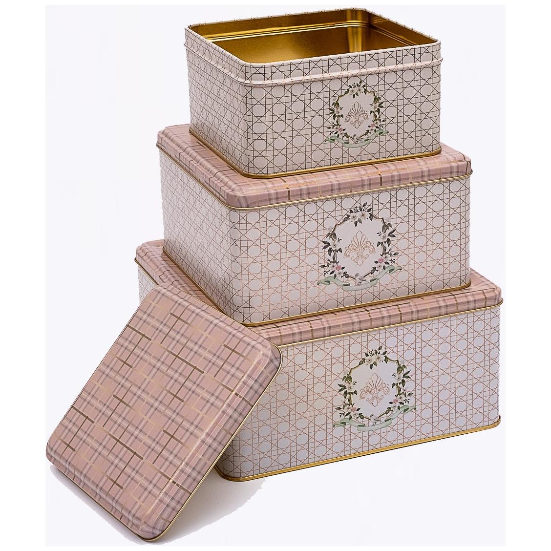 Kare Metal Saklama Kutusu Seti 235mm x 235mm x 110 mm (3'lü Set) Rosy Rosy Tasarım — Kutu Setleri — görsel 3 / 3 — Tinbox