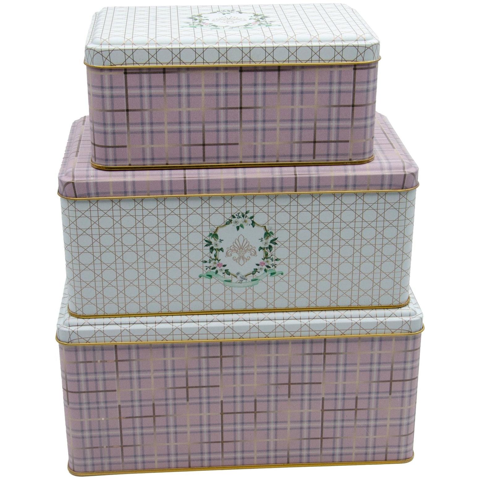Rectangular Metal Storage Box Set – 260x170x125 mm - 245x145x100 mm- 193x117x88 mm ( Set of 3 ) Rosy Rosy Design — Box Set…