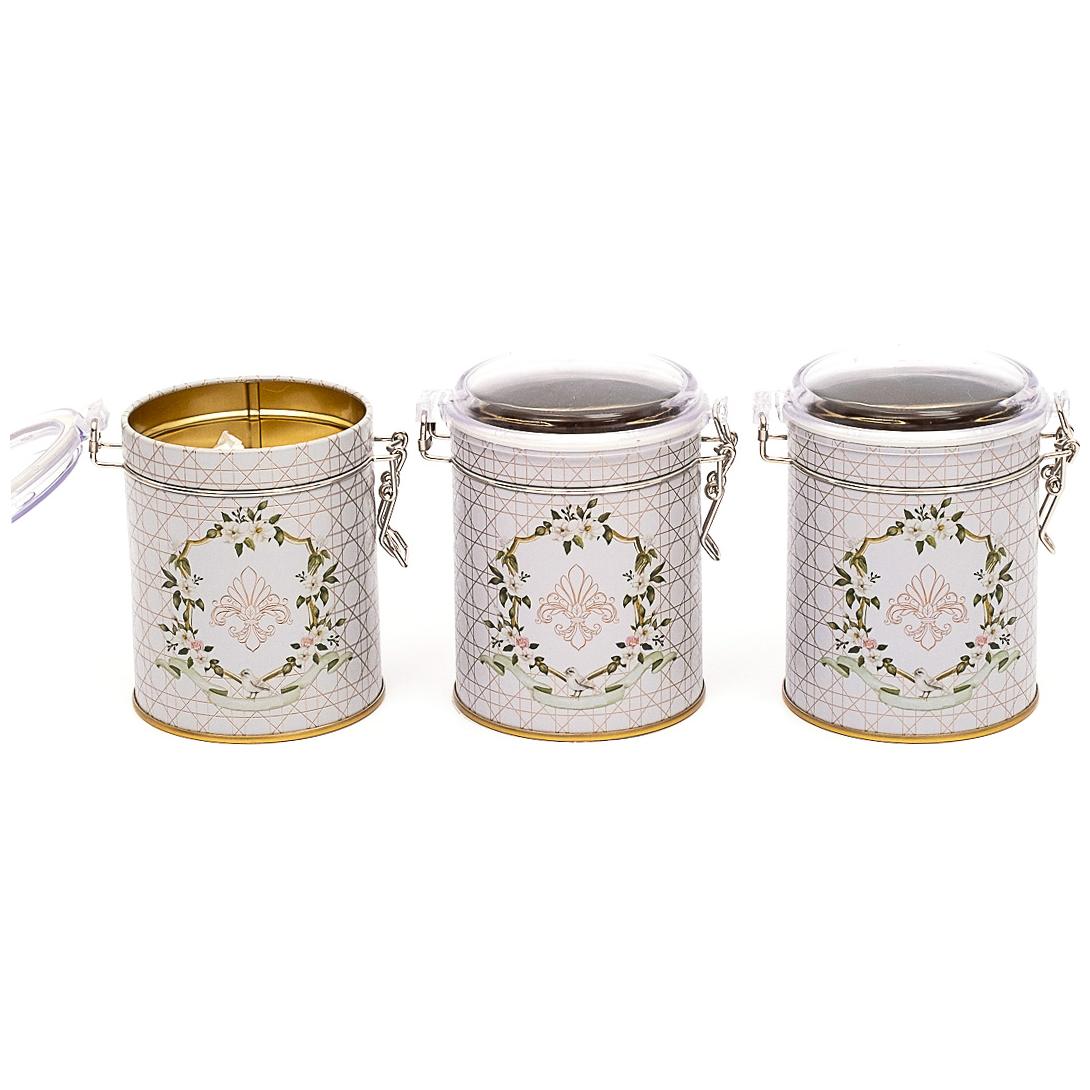 Yuvarlak Metal Kutu Seti (3'lü Set) Ø90x100 mm Tel Toka ve Şeffaf Kapak Rosy Rosy Tasarım — Kutu Setleri — görsel 2 / 2 — …