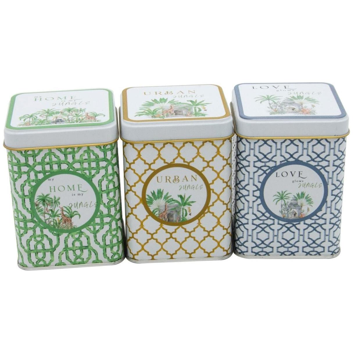 75 x 75 x 100 mm Kare Metal Teneke Kutu Seti (3'lü Set) Tropikal Orman – Doğanın ve Yaban Hayatının Yemyeşil Cenneti Orman…