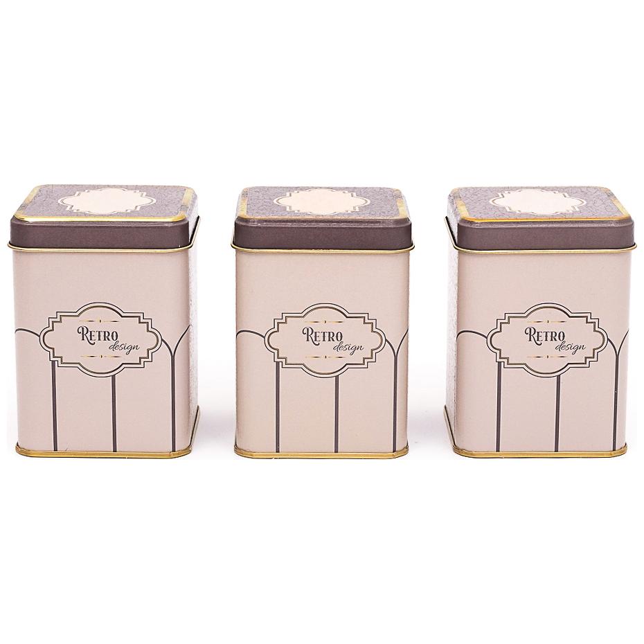 75 x 75 x 100 mm Square Metal Tin Box Set (Set of 3) Retro Retro Design — Box Sets — Tinbox
