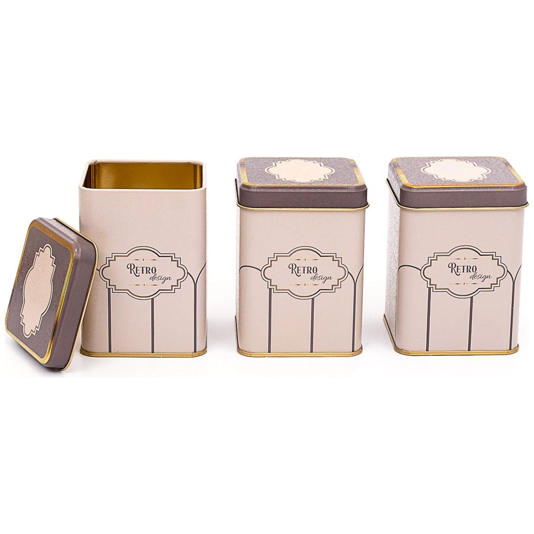 75 x 75 x 100 mm Kare Metal Teneke Kutu Seti (3'lü Set) Retro Tasarım — Kutu Setleri — görsel 2 / 2 — Tinbox