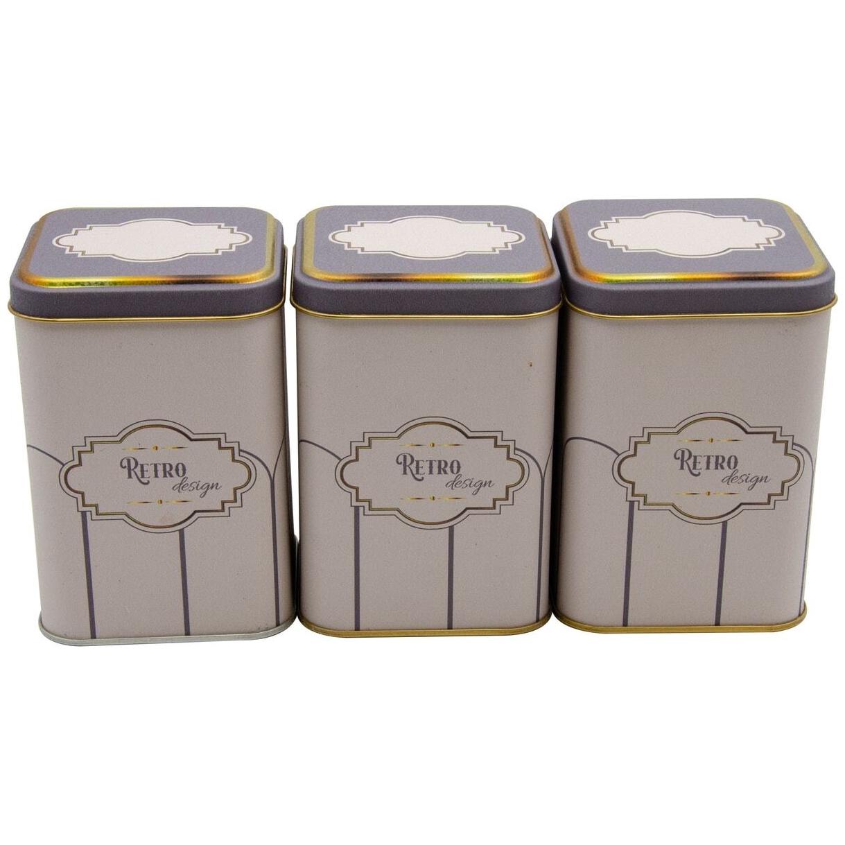 Kare Metal Saklama Kabı Seti – 87x87x125 mm (3'lü Set) Retro Tasarım — Kutu Setleri — görsel 2 / 2 — Tinbox