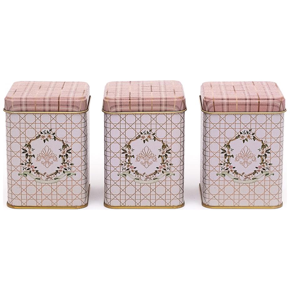 Kare Metal Saklama Kabı Seti – 87x87x125 mm (3'lü Set) Rosy Rosy Design — Kutu Setleri — Tinbox