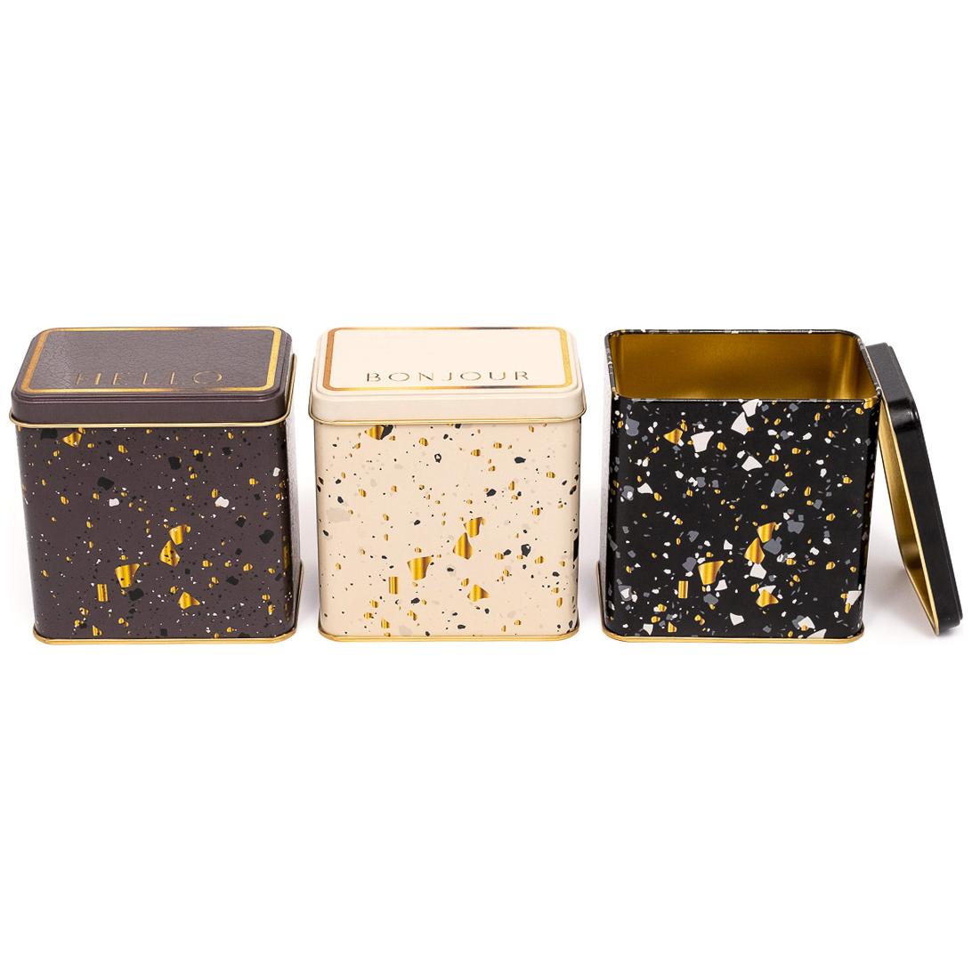 Rectangular Metal Storage Set – 80x 120 mm ( Set of 3 ) Terrazo Terrazo Design — Box Sets — view 2 of 2 — Tinbox
