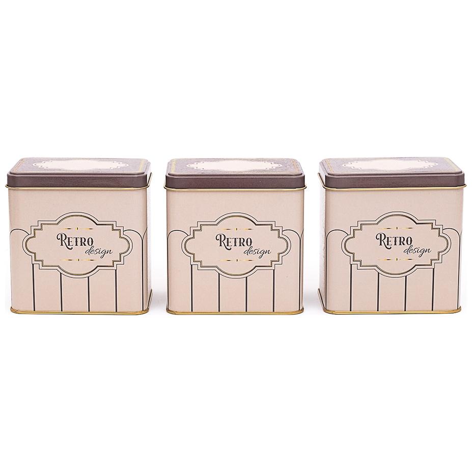 Dikdörtgen Metal Saklama Seti – 80x120 mm (3'lü Set) Retro Tasarım — Kutu Setleri — Tinbox