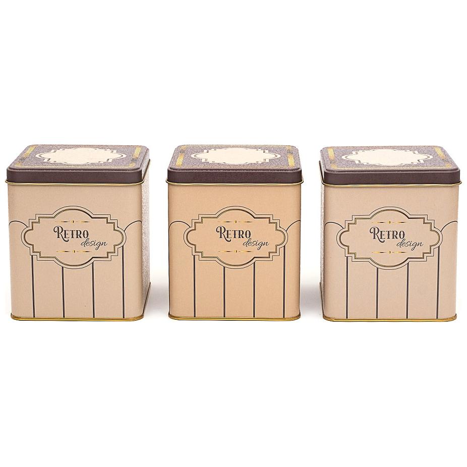 Kare Metal Saklama Kutusu Seti 120x120 (3 Parça) Retro Tasarım — Kutu Setleri — Tinbox