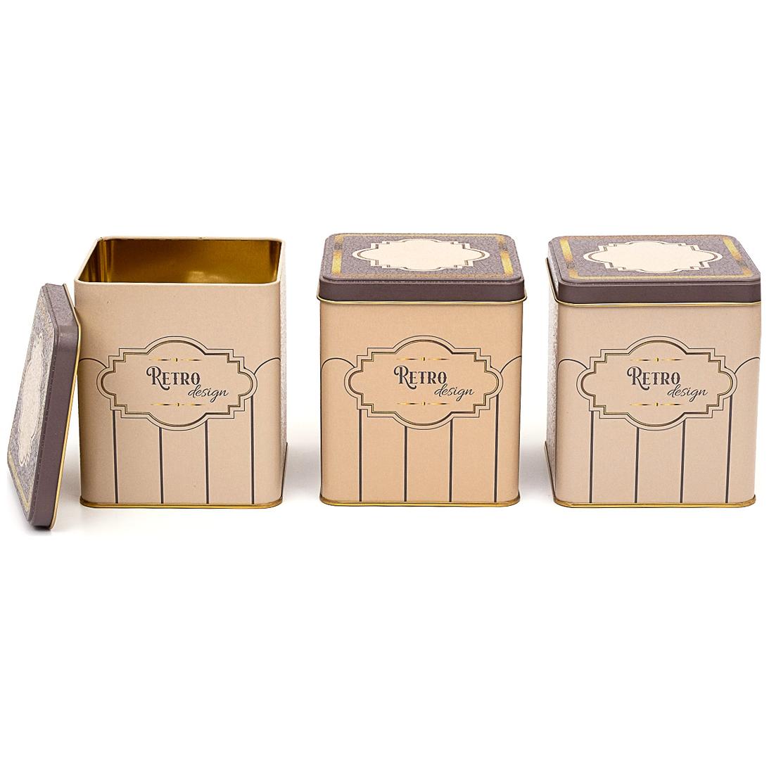 Kare Metal Saklama Kutusu Seti 120x120 (3 Parça) Retro Tasarım — Kutu Setleri — görsel 2 / 2 — Tinbox