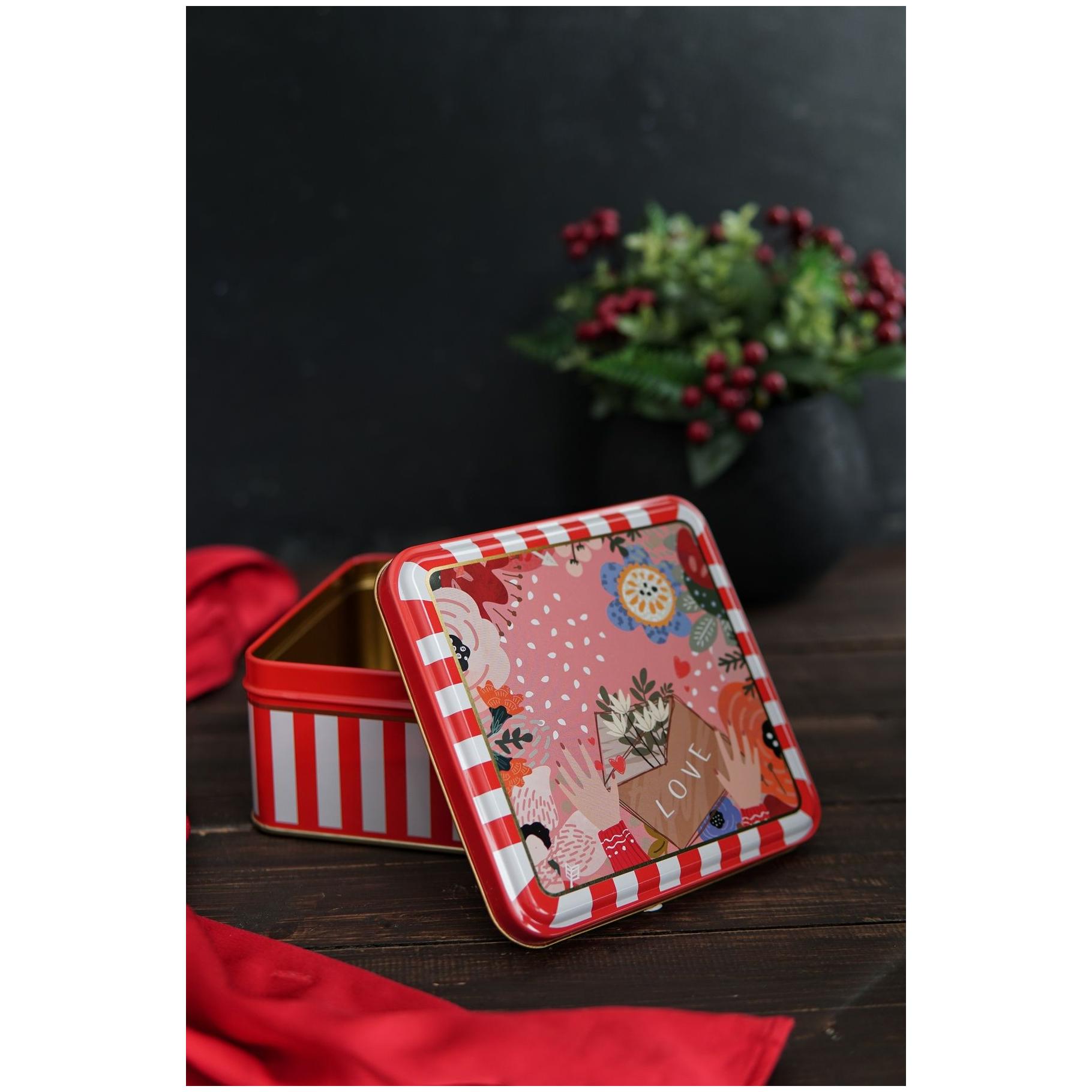 Yuvarlak kutu, kare kutu ve tepsi (3'lü set) Noel için 158x158x80 mm - Ø140x70 mm - Ø315 mm Aşk Mektubu Sevgililer Günü ve…
