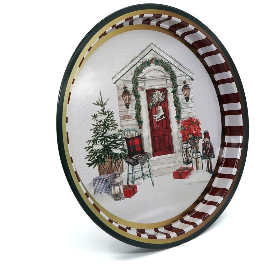Ø315 mm Round Metal Tray Green christmas Tree Home — Trays — view 3 of 4 — Tinbox