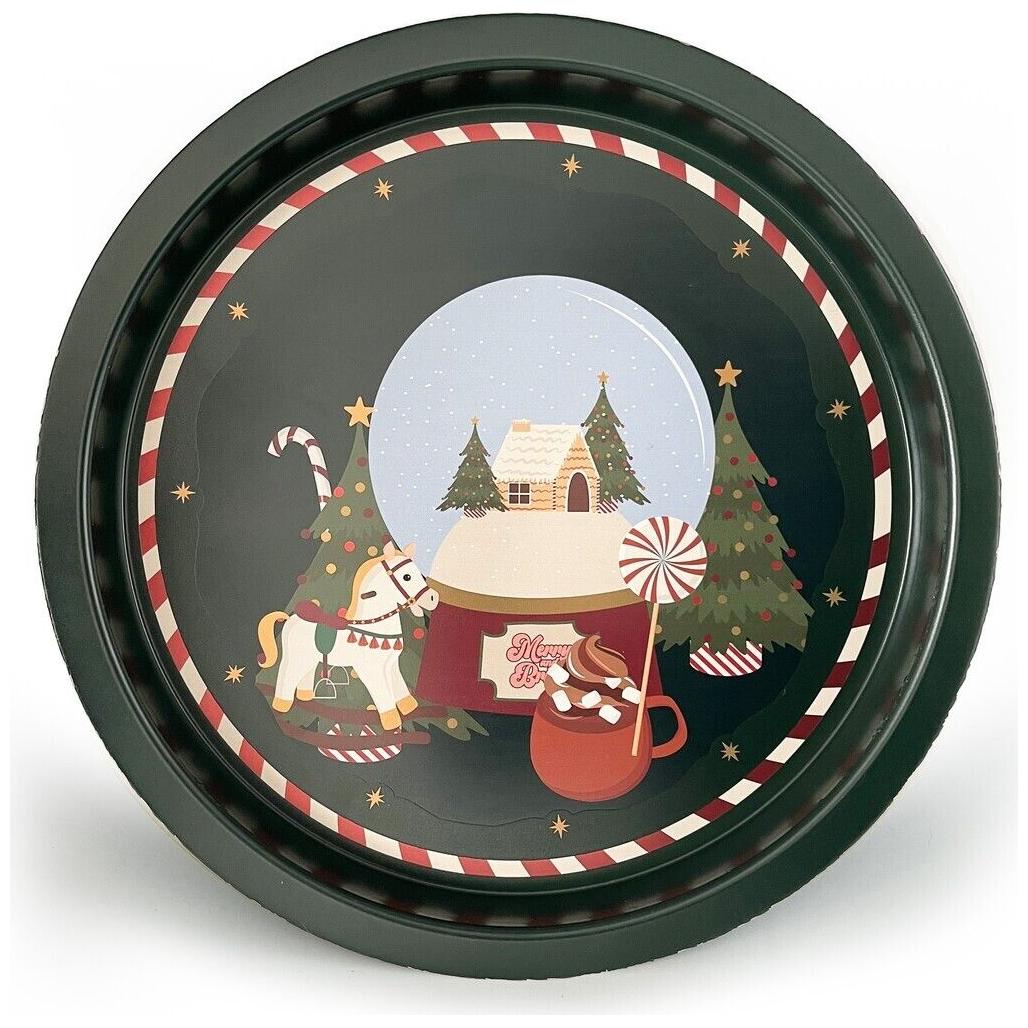 Ø315 mm Yuvarlak Metal Tepsi Yılbaşı Ağacı Noel — Tepsiler — Tinbox