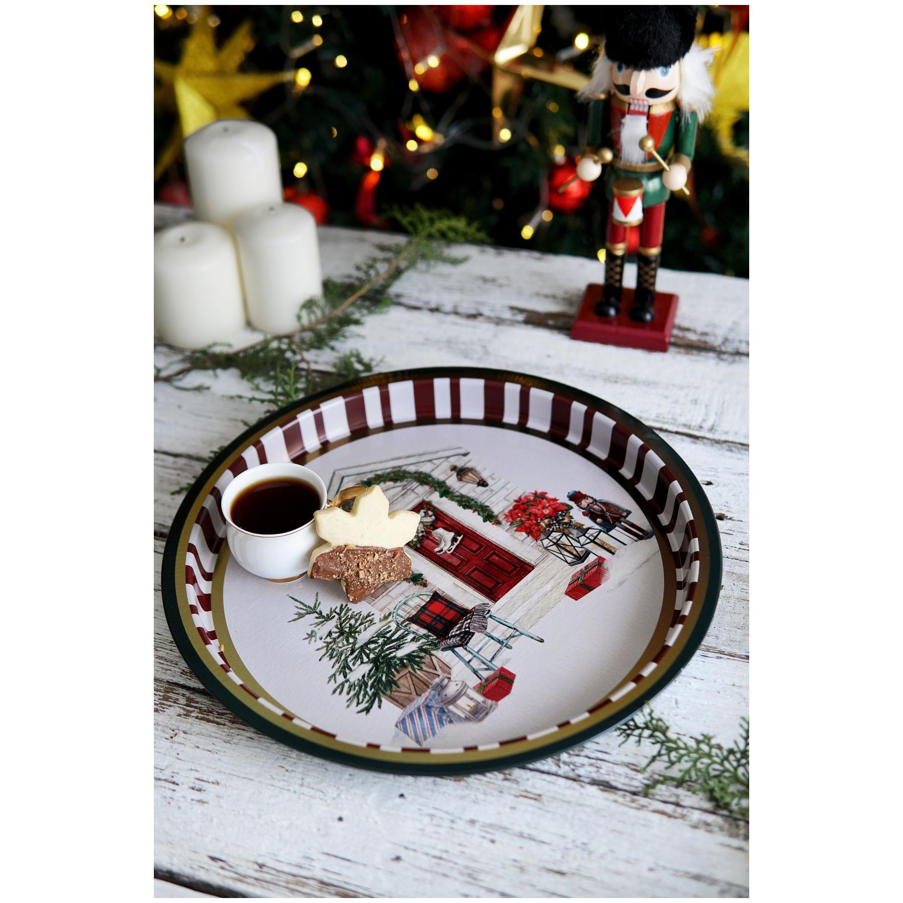 Ø315 mm Round Metal Tray Green christmas Tree Home — Trays — view 4 of 4 — Tinbox