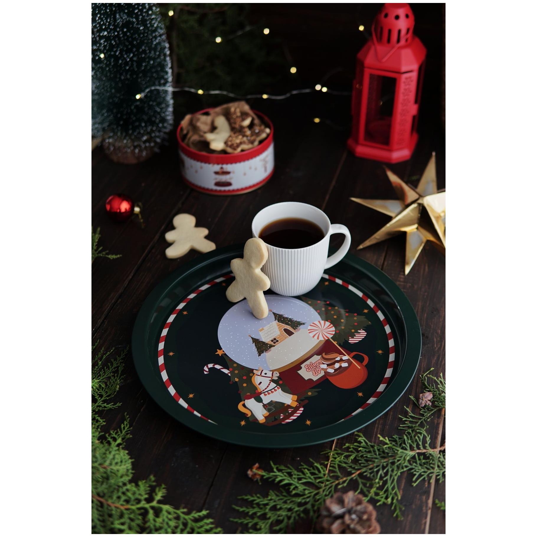 Ø315 mm Yuvarlak Metal Tepsi Yılbaşı Ağacı Noel — Tepsiler — görsel 5 / 5 — Tinbox