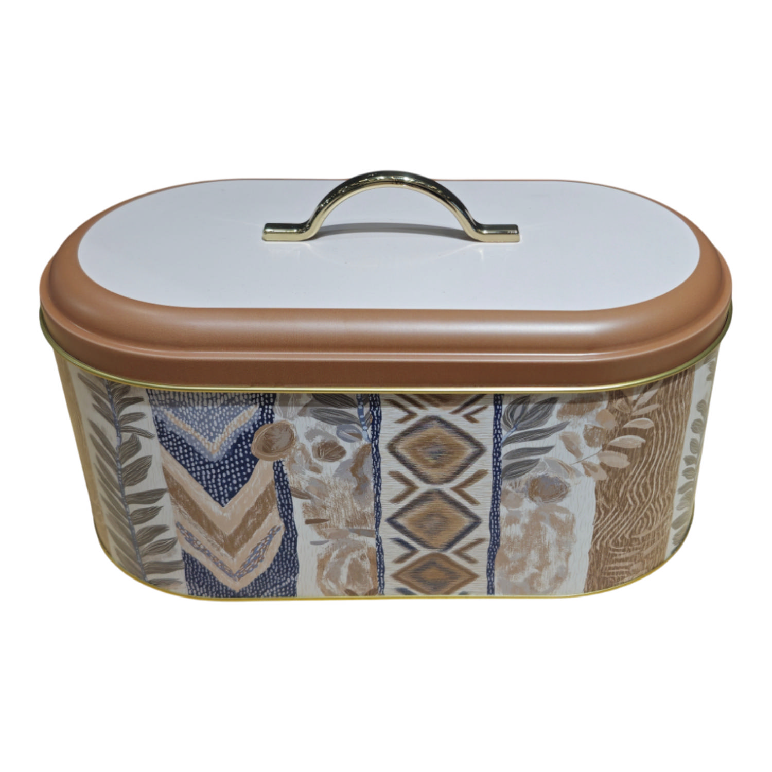 African Rhythm Collection Metal Oval Bread Box - 178x338x140 mm (5.5 L) — Bread Boxes — view 2 of 2 — Tinbox