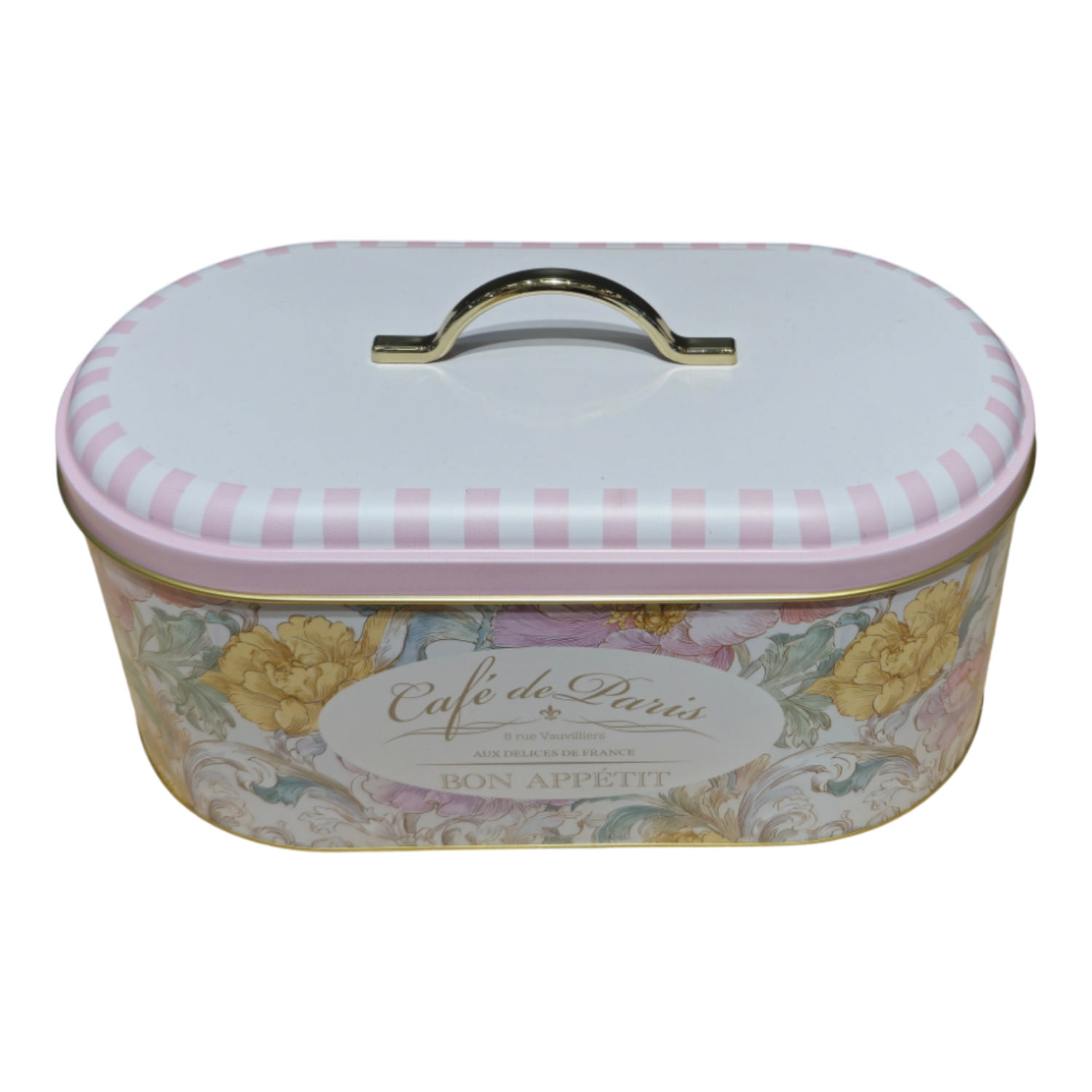 Cafe de Paris Koleksiyonu Metal Oval Ekmek Kutusu - 178x338x140 mm (5,5 L) — Ekmeklik — görsel 2 / 2 — Tinbox