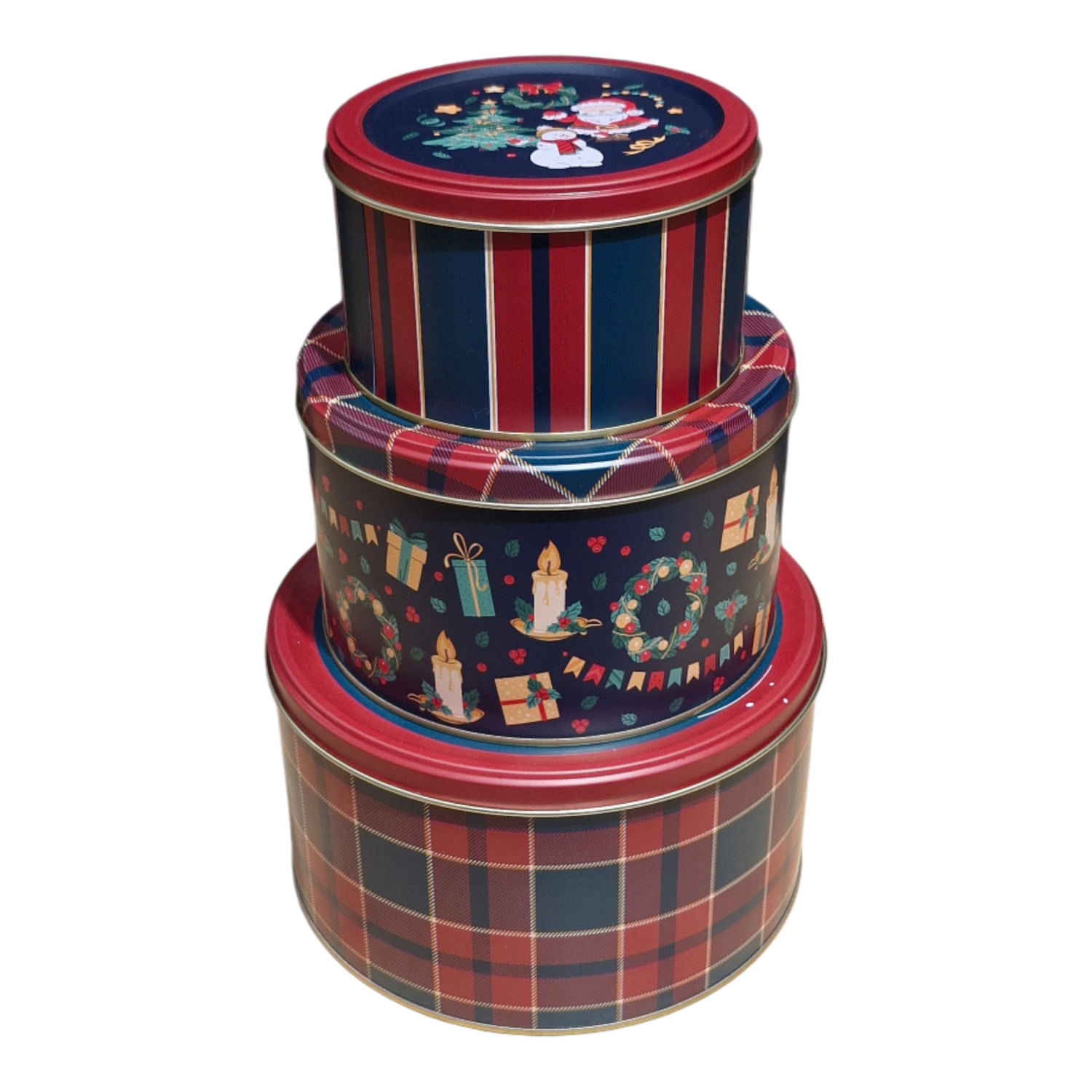 Winter Solstice Collection Metal 3 Pcs Cylinder Storage Canister Set — Box Sets — Tinbox