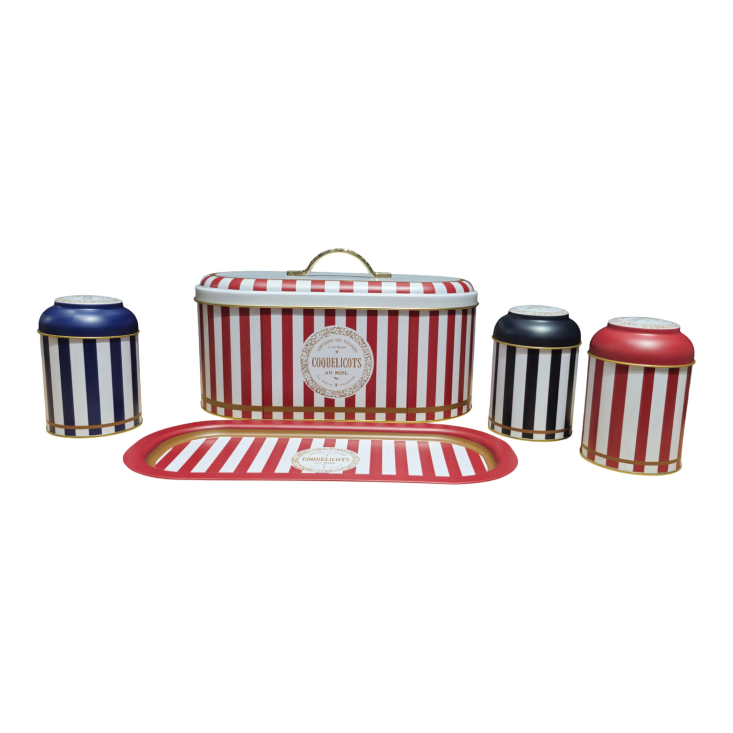 Coquelicots Au Miel Collection 5 Parça Metal Ekmek ve Baharat Seti — Kutu Setleri — Tinbox